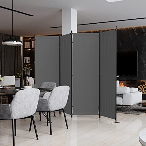 Room Divider, 4 Panel Folding Privacy Screen, 88” Portable Separating with 3 Metal Feet, Partition Room Dividers, Lightweight Freestanding Wall Divider Screen for Office Bedroom Hospital(Grey) Phonjoroo