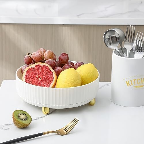 Anyoifax Makeup Perfume Organizer Tray 360 Degree Rotating Lazy Susan Skincare Lotion Organizer Spinning Cosmetics Storage for Dresser, Vanity, Bathroom Countertop, Small Ivory White Anyoifax