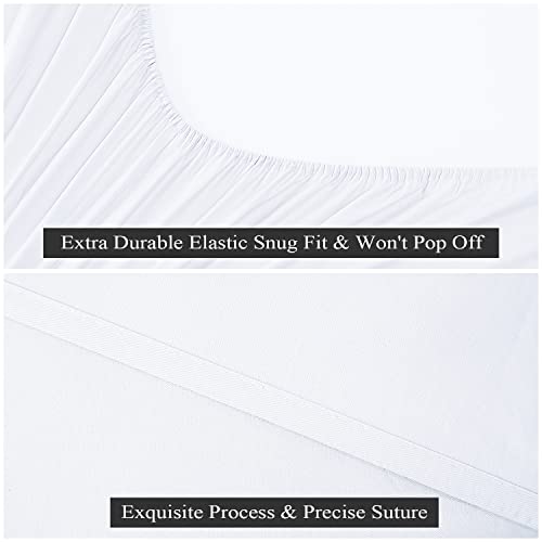 2-Pack Pure Cotton Twin XL Fitted Sheet for Adjustable Bed Split King, 600 TC 16" Deep Pocket Egyptian Cotton Fitted Sheet (2pcs, Twin XL, White) Shunjie.Home