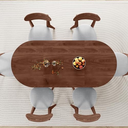 70.8 Inch Dining Table for 4-6 People, Oval Kitchen Table with Semi-Cylindrical Legs Base, Modern Farmhouse Round Dinner Tables for Dining Room Kitchen Living Room (Walnut) weselon
