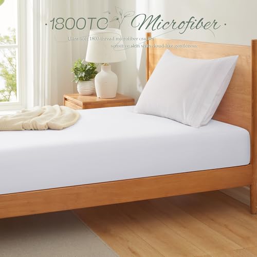 Vonty 1Pcs White Cot Sheets 31" x 75" - 1800 Thread Count Cot Microfiber Fitted Sheets Only, Breathable & Soft Camper Bunk Fitted Bed Sheet Fit for Narrow Twin RV Bunk Guest Bed Matress Vonty