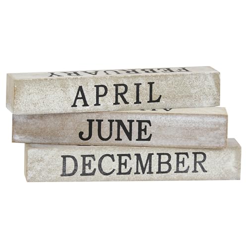 Juvale Wooden Perpetual Block Calendar for Desk, Wood Month Date Display Blocks for Teachers, Students, Classroom, Rustic Farmhouse Office Decor, Desk Accessories (5 x 4 In) Juvale