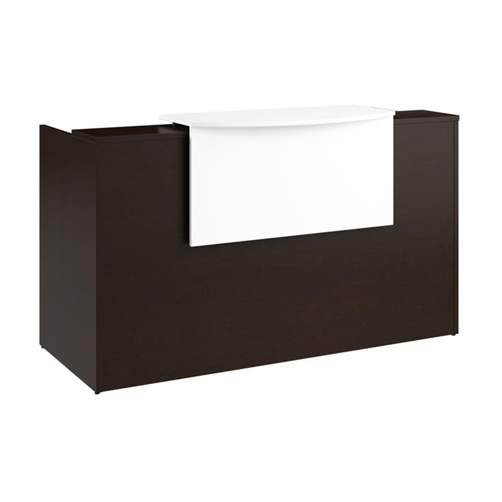 Bush Business Furniture Arrive 72W x 30D Reception Desk with Counter and Mobile File Cabinet in Mocha Cherry Bush Furniture