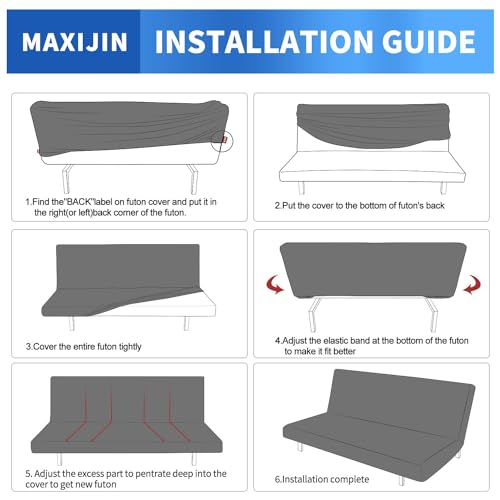 MAXIJIN Velvet Futon Cover Full Size Stretch Futon Mattress Cover Thick Soft Armless Sofa Bed Slipcover Plush Couch Furniture Protector with Elastic Bottom, Machine Washable (Wine Red) MAXIJIN