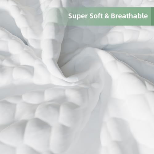 PDXM Waterproof Mattress Protector, Mattress Cover, Soft, Breathable,Noiseless, Deep Pocket 6-18 inches, White for Home Hotel Bedroom,Easy wash (Full) PDXM