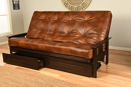 Kodiak Furniture Monterey Queen-size Futon, Storage Drawers, Espresso Finish with Oregon Trail Saddle Mattress Kodiak Furniture