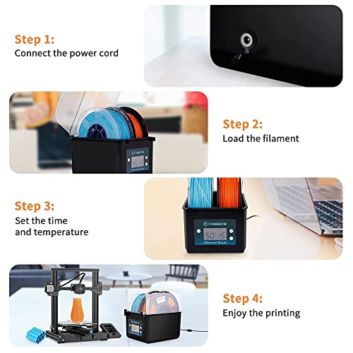 Comgrow Filament Dryer, Upgraded Filament Dry Box, Large-Capacity 3D Filament Dehydrator for 2KG Filament, Compatible with 1.75mm, 2.85mm Filament and PLA PETG TPU ABS Material Comgrow