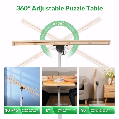 BittPicc Puzzle Table with Drawers for Adults 1500 Pieces Angle & Height Adjustable Jigsaw Puzzle Table with Metal Legs 35"X26" Tilting Puzzle Board Table with Cover Birthday Gift for Mom BittPicc