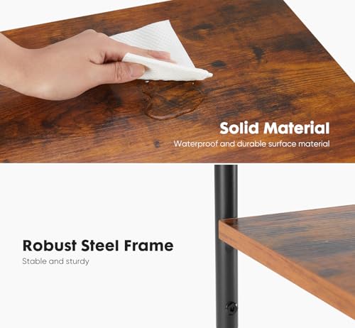 Sweetcrispy 3-Tier End Table Side Tables with Adjustable Feet,Small Nightstand Space-Saving for Bedroom Living Room Office, Rustic Brown Sweetcrispy