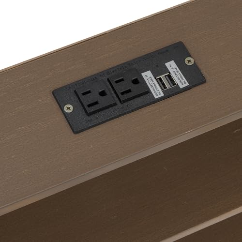 Merax Queen Over Queen Bunk Bed with Storage Cabinets and USB Ports, Antique Wood Merax