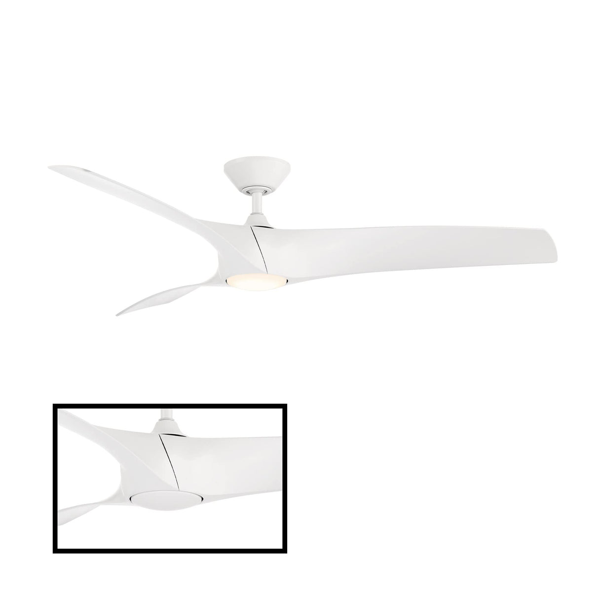 Zephyr Smart Indoor and Outdoor 3-Blade Ceiling Fan 52in Matte White with Adjustable CCT 2700K-3000K-4000K-5000K LED Light Kit and Remote Control works with Alexa, and iOS or Android App Modern Forms