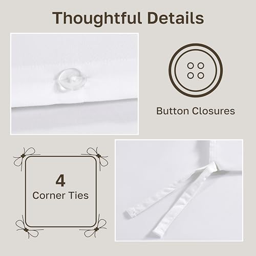California Design Den Duvet Cover Queen Size/Full Size -Winner Good Housekeeping Best Bedding Awards 2025, 400 Thread Count Sateen, 100% Cotton Bedding Duvet Covers,Button Closure & Corner Ties -White California Design Den