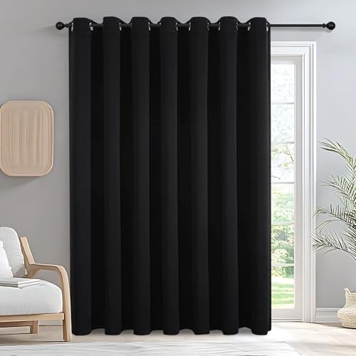 IGEMAEVE 100% Blackout Curtains for Bedroom Living Room, Sliding Door Curtains 84 Inch Length, Extra Wide Privacy Room Divider Grommet Thermal Insulated Drape for Patio Door Window(W100 x L84,1 Panel) IGEMAEVE