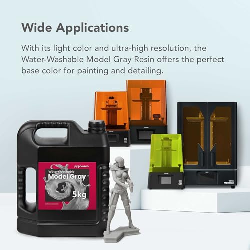 phrozen 3D Printer Water-Washable Rapid Resin, Model Gray 405nm LCD UV-Curing Photopolymer Resin for High Precision Printing, Low Odor, Non-Brittle, Easy to Print, Easy to Clean and Cure (5KG) phrozen