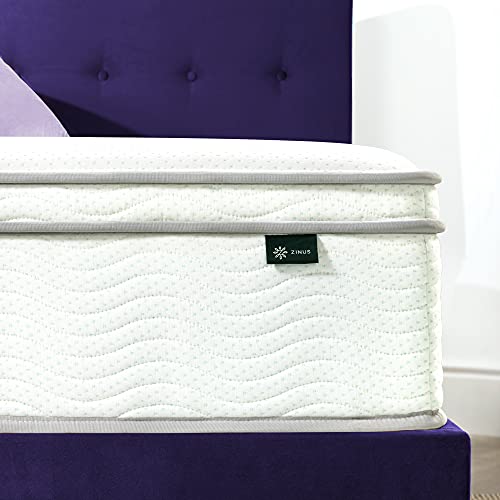 ZINUS 12 Inch Foam and Spring Mattress, Twin, CertiPUR-US Certified Foams, Mattress in A Box, White Zinus