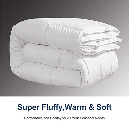 ACCURATEX Duvet Insert Queen Comforter - 400GSM Fluffy Down Alternative Fill Hotel Collection Heavyweight Comforter, Warm Thick Duvet for Fall Winter, 8 Corner Tabs - Machine Washable,White,90x90 ACCURATEX