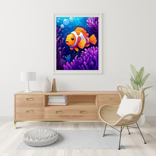 Natuyalo Fish Coral Paint by Numbers Kit for Adults Beginner Animal DIY Painting Kits for Adults - Linen Canvas, Acrylic Pigment, 3 Paint Brushes, Waterproof Durable, Frameless, 16x20 Inch Natuyalo