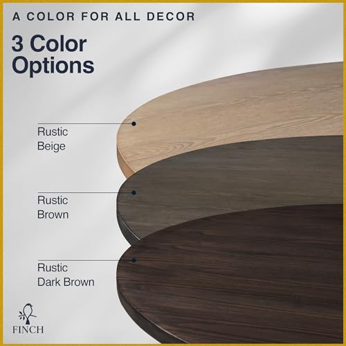 Finch Alfred Round Solid Wood Rustic Dining Table for Farmhouse Kitchen Room Decor, Wooden Trestle Pedestal Base, 46.5" Wide Circular Tabletop, Distressed Dark Brown Finch