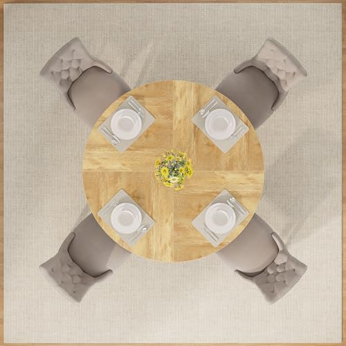 Tribesigns 47 inch Round Dining Table Wood Kitchen Table for Dining Room, 47" Dinner Room Tables for 4-6, Farmhouse Accent Furniture with Wooden Tabletop and Cross Base, Light Wood Tribesigns