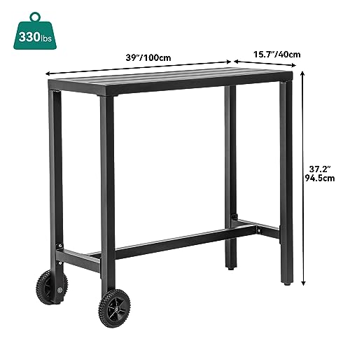 YITAHOME 39" Weatherproof Outdoor Bar Table - Sturdy Black Patio Table for Garden, Balcony, Poolside YITAHOME