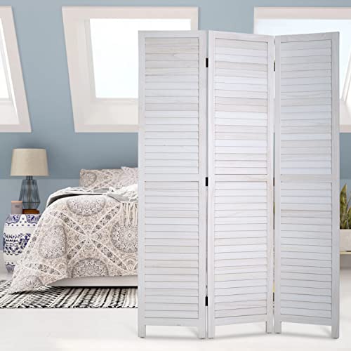 3 Panel Room Divider Privacy Screen 5.57 Ft Tall Privacy Wall Divider 66.9" x 15.7" Each Panel Folding Wood Screen for Home Office Bedroom Restaurant FDW