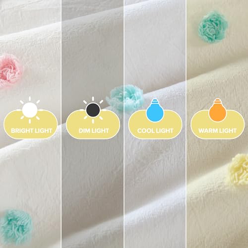 Intelligent Design Callie Girls Twin/Twin XL Comforter Set, Ivory 4-Piece Kids Bedding, 100% Cotton Tufted Pom Pom Tufted Jacquard, All Season Down Alternative, Cozy Shabby Chic Bedroom Décor Intelligent Design