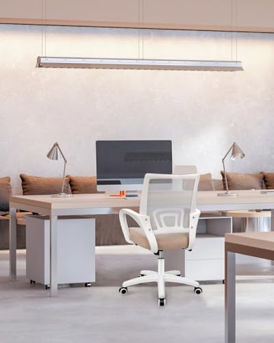 NEO CHAIR Office Desk Computer Chair Ergonomic Mesh Gaming Mid Back Seat with Comfy Lumbar Support Adjustable Height Swivel for Home Task (Beige) NEO CHAIR