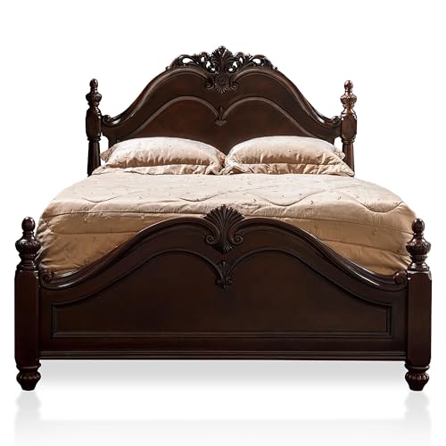 Furniture of America FOA Ruben 3pc Cherry Wood Panel Bedroom Set - Queen + Nightstand + Chest Furniture of America