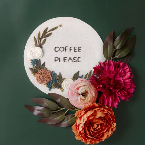 Leisure Arts Embroidery Kit 6" Coffee Please - cross stitch kits for beginners - embroidery kit for beginners - embroidery kits for adults - embroidery kits for adults