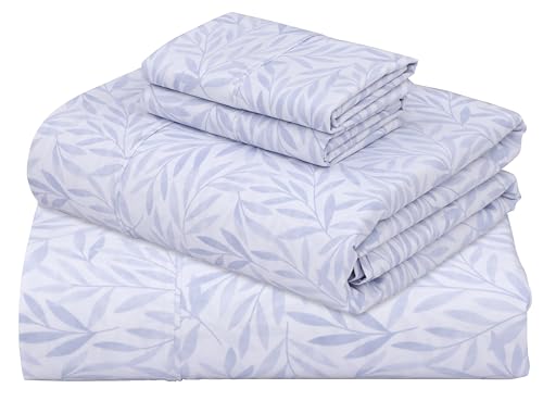ZOYER 100% Cotton Sheets – Full Size Percale Bedding, Cooling & Breathable, Durable with a Crisp, Soft & Comfortable Feel, 16" Deep Pocket, 4-Piece Set, Blue Autumn ZOYER