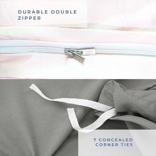 Kotton Culture 3 Pc Twin XL/Twin Duvet Cover Set-100% Egyptian Cotton 600 Thread Count Ultra Soft Premium Durable Comforter Cover Zipper Closure & Corner Ties- (White, 68" X 90") Kotton Culture