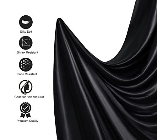 Lanest Housing Silk Satin Sheets, Twin XL Size Satin Bed Sheet Set with Deep Pockets, Cooling Soft and Hypoallergenic Satin Sheets Twin XL - Black Lanest Housing