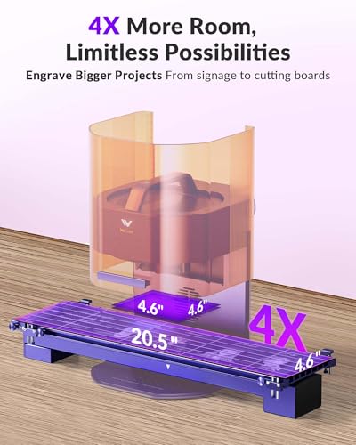 Slide Extension for WeCreat Lumos Laser Engraver, 4X Expanded Working Area (520×116mm) for Batch Engraving, Compatible with Rotary Kit for Long Cylinder Engraving WECREAT