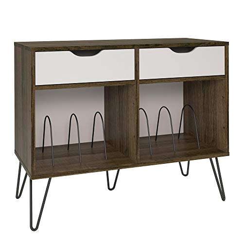 Novogratz Concord Turntable Stand with Drawers, Brown Oak Novogratz