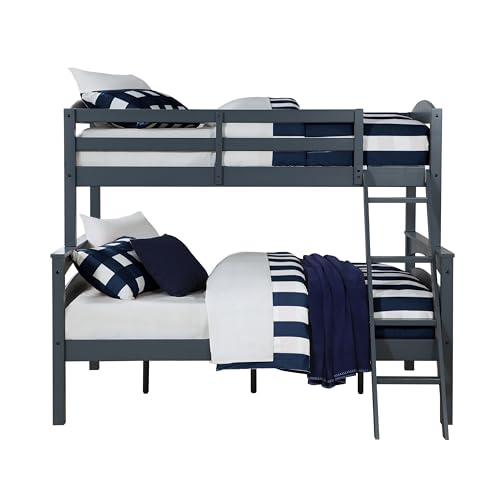 DHP Brady Wood Bunk Bed Frame, Twin over Full, Grey DHP