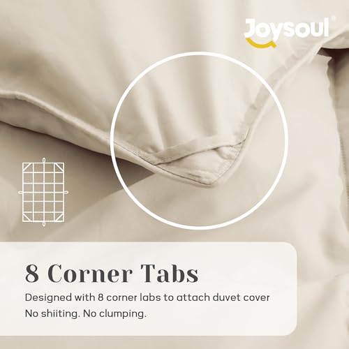 Joysoul Twin Size Down Comforter - All Season Ultra Soft Goose Down & Feather Fiber Fill, Luxury Hotel Cream Duvet Insert with Corner Tabs (68" X 88") Joysoul