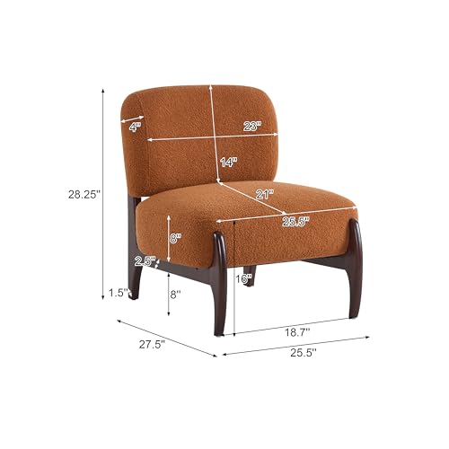 BTYJLEBE Accent Chair Modern Lounge Chair, Comfy Upholstered Reading Room Chair with Solid Wood Frame, Elegant Design for Living Room, Bedroom,Office(Orange) BTYJLEBE