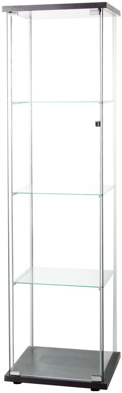 HomVent 4-Shelf Glass Door Cabinet Display, Curio Cabinet, Square Tower Display With Door for Home (Black) HomVent