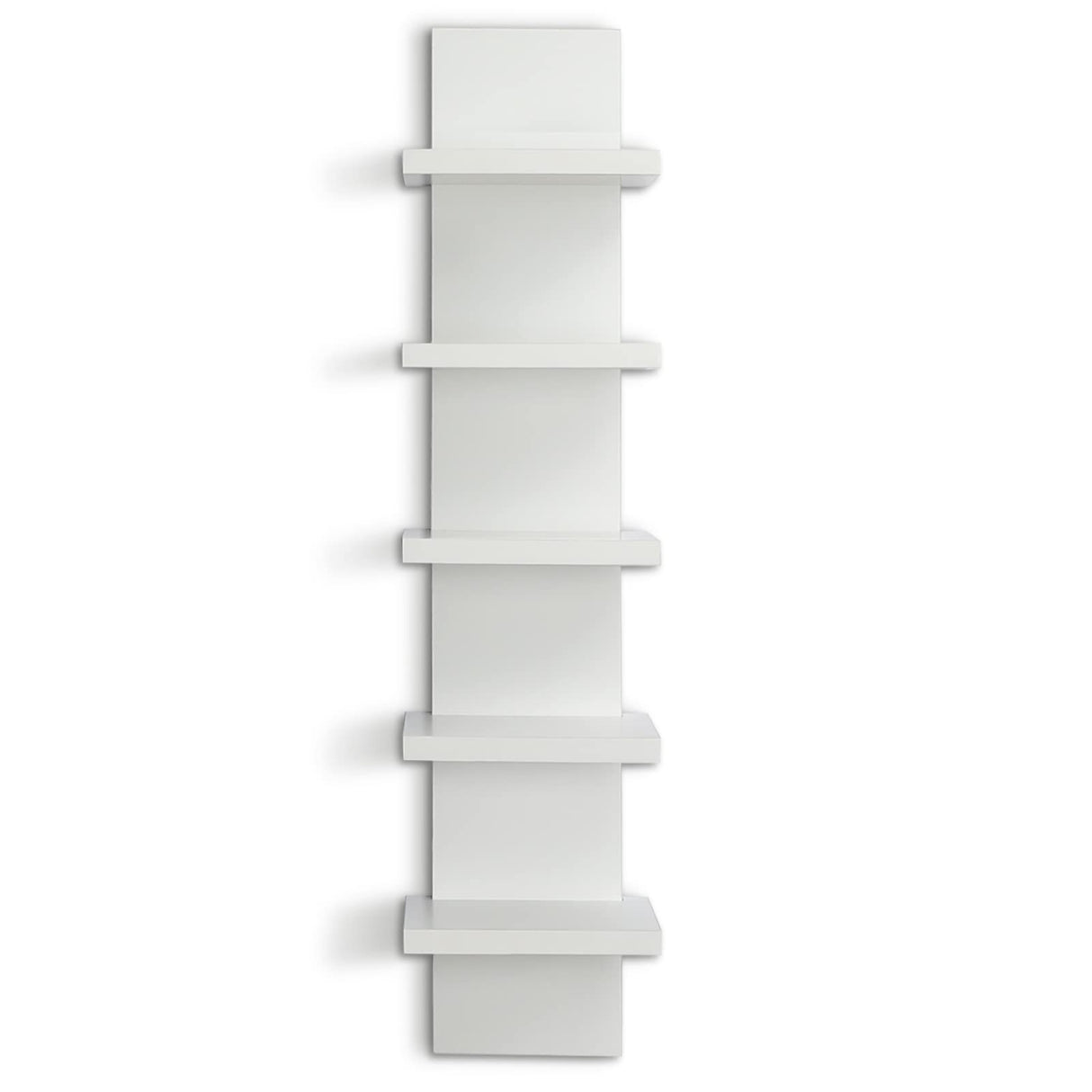 Bloddream 5 Tier Wall Shelves White, Vertical Column Shelf Floating Storage Home Decor Organizer Tall Tower Design Utility Shelving Bedroom Living Room, 30.7, 31