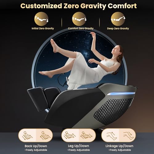 4D Massage Chair Full Body, 55" SL-Track Shiatsu Massage Zero Gravity Recliner Chair W/ Waist & Calves Heat, 18 Modes, 35 Airbags, Body Scan, Calfrest Extension, Foot Rollers, AI & APP Gift for Family Droomeahy