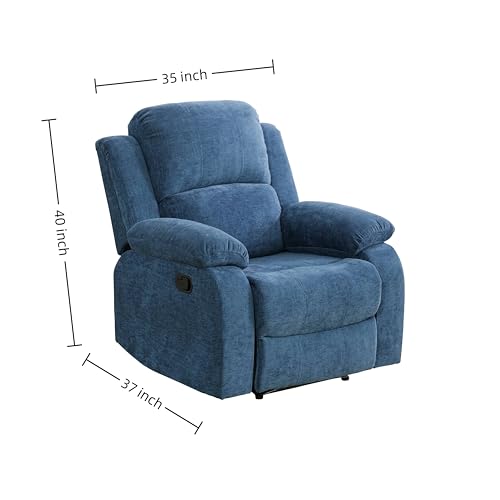 Trygoal Manual Recliner Chair, Nursery Rocking Chair, Fluffy Recliner Chair for Adults, Lazy Boy, Gaming Recliner wih Overstuffed Arms, Suitable for Home Theater, Living Room, Bedroom, Light Blue