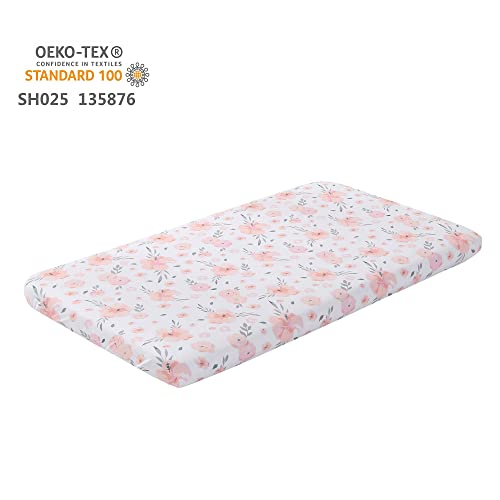PINNKKU 3-Piece Crib Bedding Set for Boy Girls, Includes Crib Skirt, Blanket, Sheet, Baby Bedding, Floral, Mini Size PINNKKU