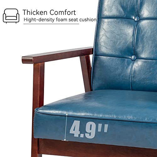 Okeysen Accent Chairs Set of 2 with Side Table, Mid Century Modern Accent Chair, Retro Wood and Fabric Armchairs Side, Lounge Reading Comfy Arm Chair for Living Room, Bedroom, Office Okeysen