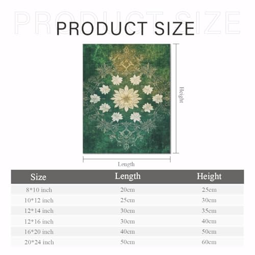 Green Floral kaleidoscope-107279 Diamond Painting Kits, DIY 5D Paint for Adults Kids, Full Drill Crystal Diamond Drawing Suitable for Home Wall Decoration Fhuyiks