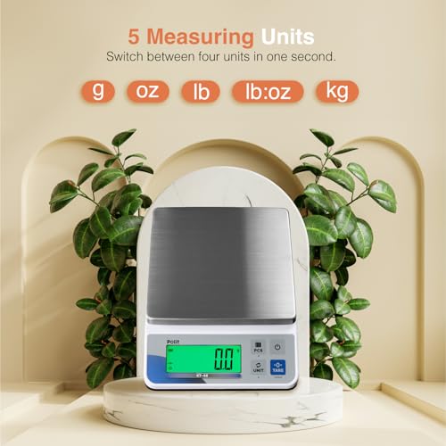 Polit Digital Kitchen Scale KT-66 30lb/13kg|0.05oz/1g Precision Food Scale with LCD Display|Battery or Plug-in|Stainless Steel Top|Grams, Ounces, Pounds|5 Units for Baking, Farming & Shipping Scale
