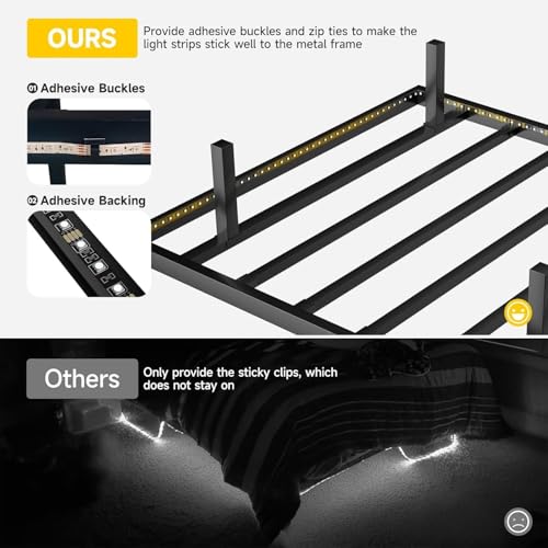 Aelawe Floating Bed Frame Twin Size with LED Lights and Charging Station, Metal Platform Bed, Easy Assembly No Box Spring Needed Aelawe