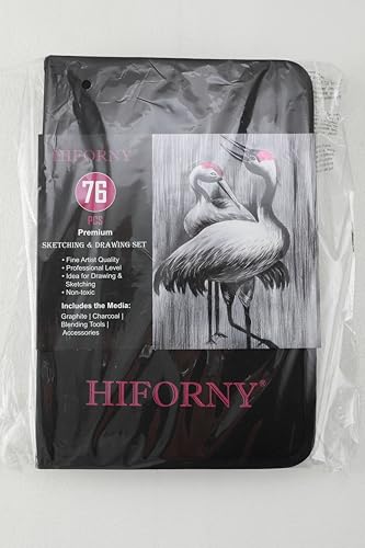 HIFORNY 76 PCS Drawing Set Sketching Kit,Sketch Pencils Art Supplies with Graphite,Charcoal,Blending Tools & Accessories,Portable Zippered Travel Case for Artists & Beginners HIFORNY