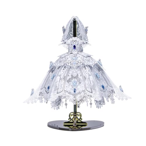 MU 3D Metal Puzzles for Adults Building Flowery Wedding Dress, Miniature Metal Model Kits Assembling, Birthday Bridal Gift DIY Toys Wedding Decoration Desk Decor Confidante Girlfriend Presents