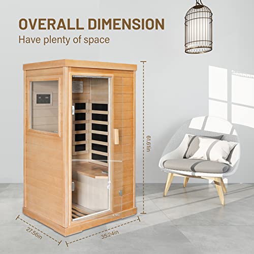 HOSAUNA Infrared Sauna,Double -Layer Canadian Hemlock Wood Build Infrared Saunas for Home,Low EMF 800W Home Sauna HOSAUNA