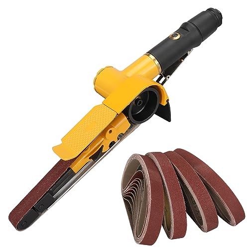 NuoDunco 3/4" x 20-1/2" Pneumatic Sander Air Belt Sander Set With 14Pcs Belts,40/60/80/120Grit,1/4" Air Inlet Mini Air Belt Grinder Air Tool For NuoDunco